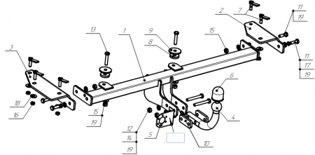Фаркоп 9017-A Oris на Changan CS35 Plus дорестайлинг 2018-2021 без выреза в бампере. Тип шара: A. Нагрузки: 1500/75 кг, масса фаркопа 19,2 кг (без электрики в комплекте) от магазина ФаркопРос
